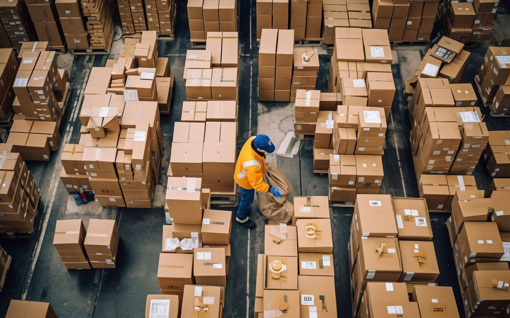 Warehouse Full Of Shelves With Goods
